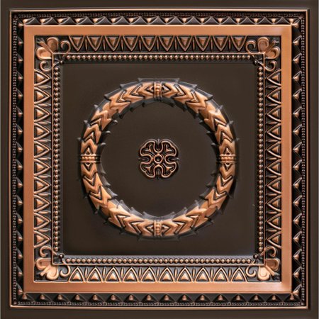 FROM PLAIN TO BEAUTIFUL IN HOURS Laurel Wreath Faux Tin/ PVC 24-in x 24-in Antique Copper Textured Surface-mount Ceiling Tile, 10PK 210ac-24x24-10